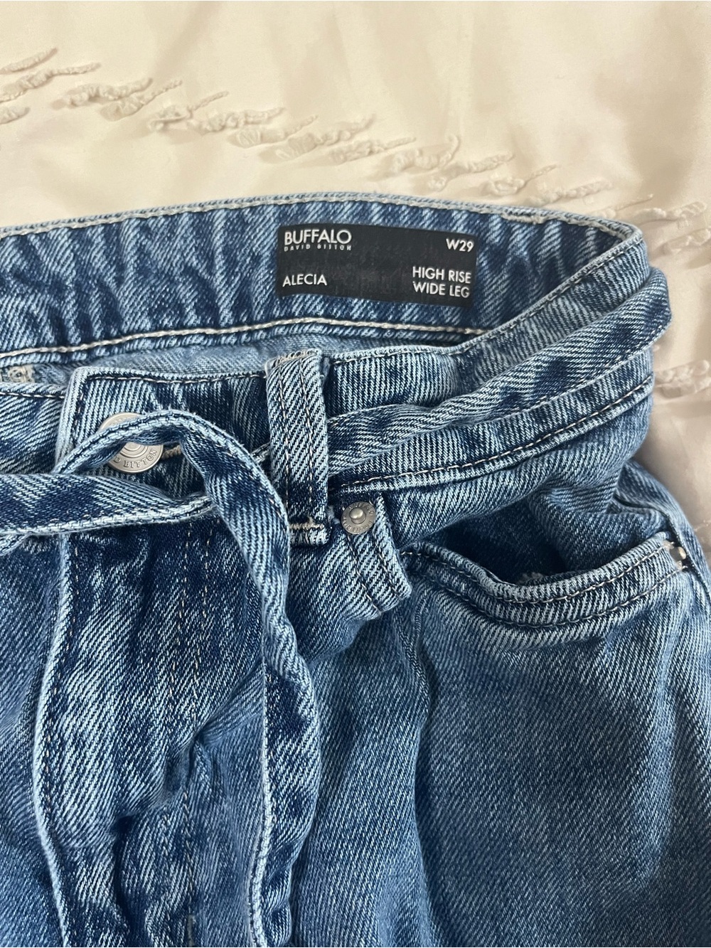 Buffalo David Bitton Alecia High Rise Wide Leg Jeans with Tie Belt | W29 - Picture 3 of 3